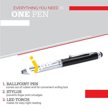 Stylus Pen With Light (3-In-1) Capacitive Aluminium Led Torch Ballpoint For All Touch Screen Tablets